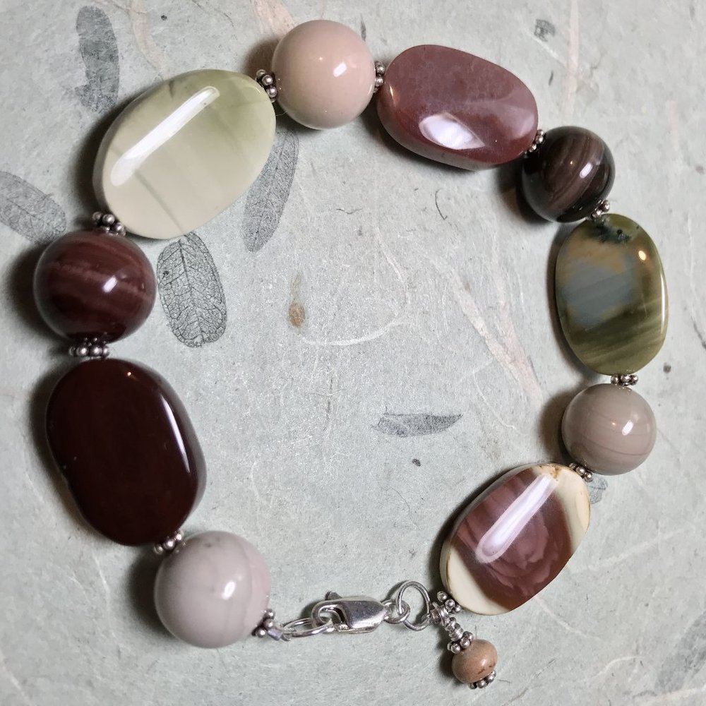 AAA Imperial Jasper/Sterling Silver Bracelet 8"